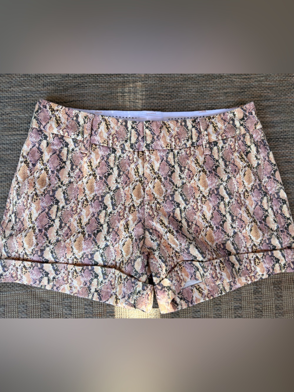 Dear John Snake Print Shorts Size 27 Pink Beige Python Print /Hampton